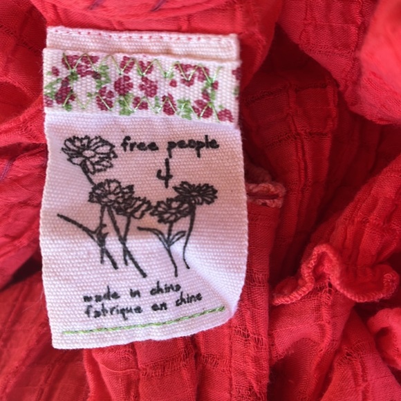 Free People Red Gauze and Lace Coverup 4 - Picture 7 of 7